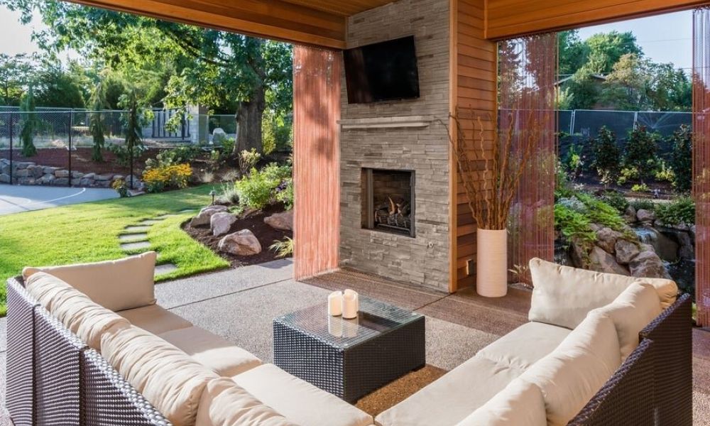 A backyard patio setup.